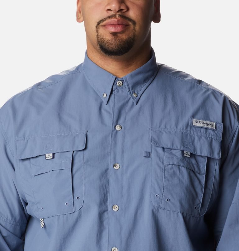 Men's Columbia PFG Bahama II Long Sleeve Shirts Blue | Plus Size CA-L4031